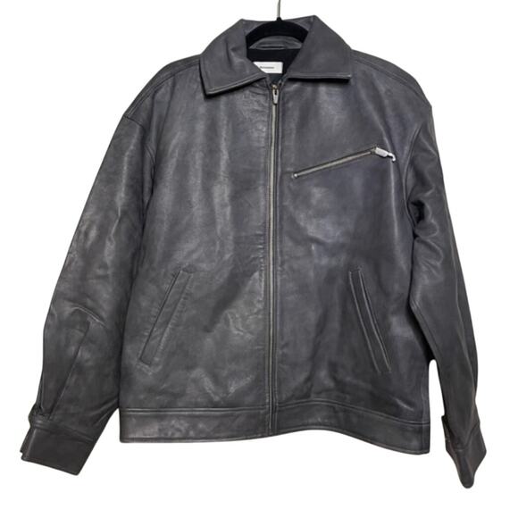 New Reformation Veda Marco Leather Oversized Bomber - Picture 2 of 9